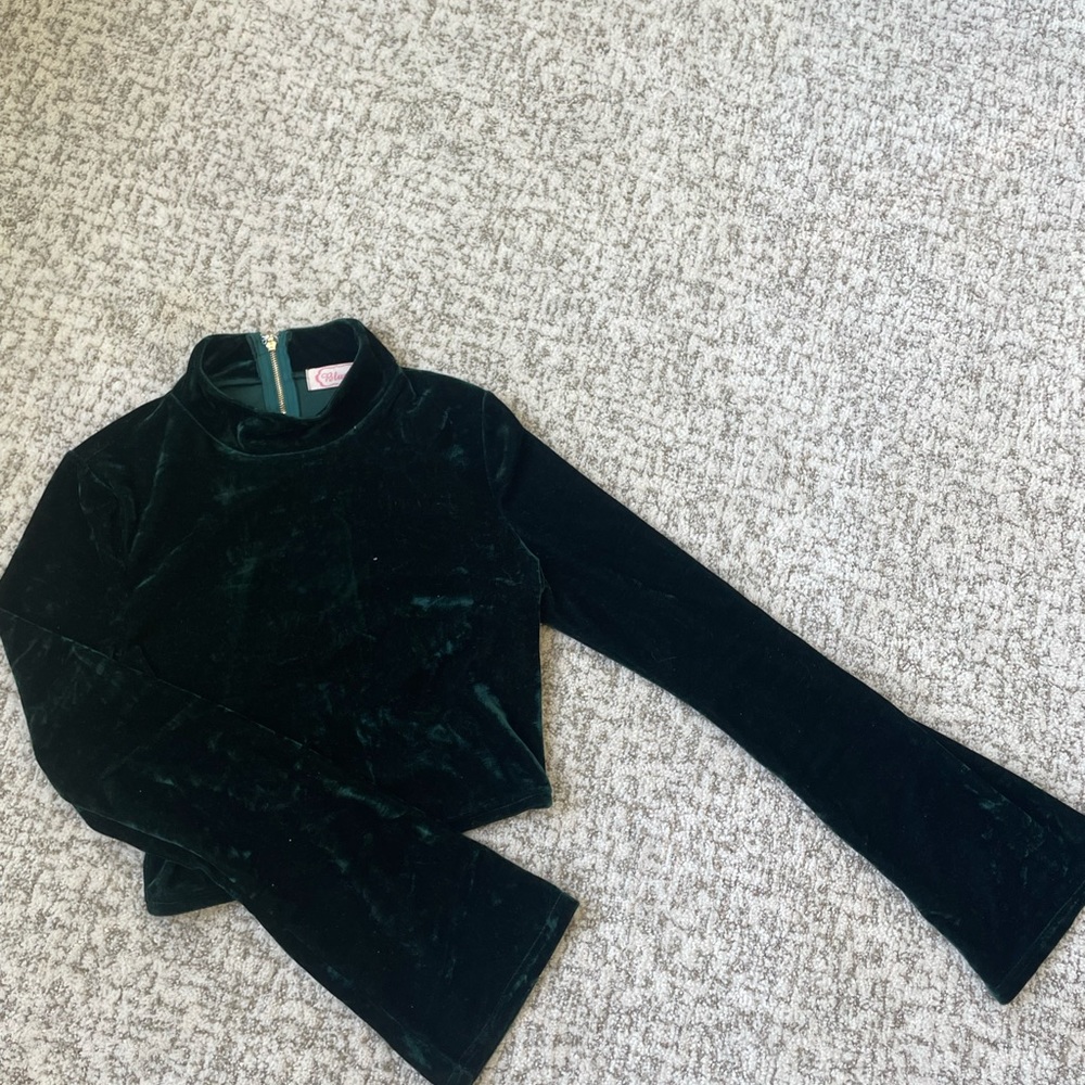 Dark Green Velvet Top